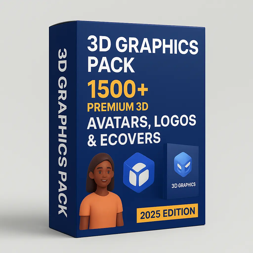 3D Graphics Pack – 1500+ Premium 3D Avatars, Logos & eCovers for Designers, Marketers & Businesses (2025 Edition)